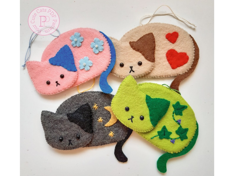 Cute Cat PDF Pattern Felt Cat Sewing Pattern 4 Kitty Bundle Etsy