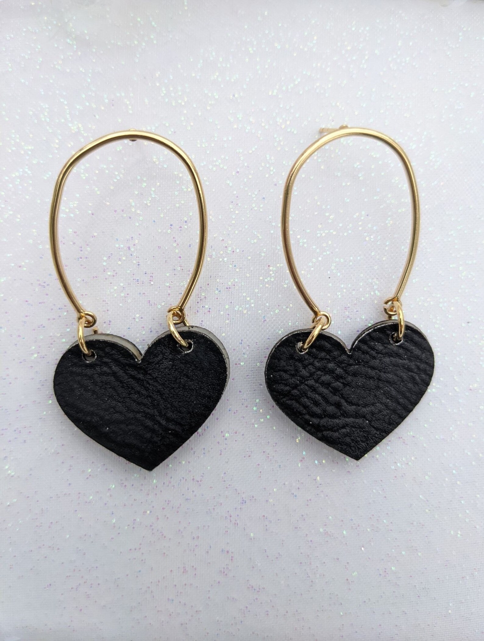 Black Heart Earrings Etsy