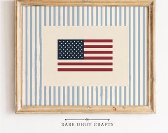 Vintage American Flag Art, Rustic Farmhouse Patriotic Decor (Digital Download) 31