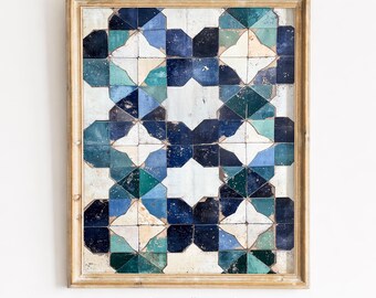Vintage Zellige Mosaic Tile Print, Moroccan Geometric Printable Wall Art (Digital Download) 355