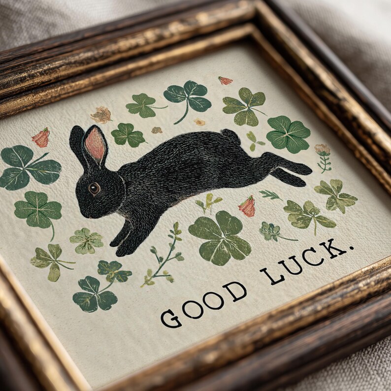 Shamrock Rabbit Vintage St Patrick's Day Rabbit Print, Shamrock Decor (digital Download ...