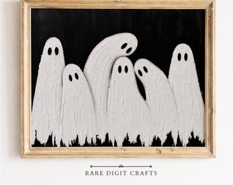Spooky Ghost Figures, Dark Farmhouse Halloween Printable Wall Art (Digital Download) 427
