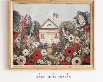 Vintage Americana Cottage Wildflower Garden Wall Art (Digital Download)