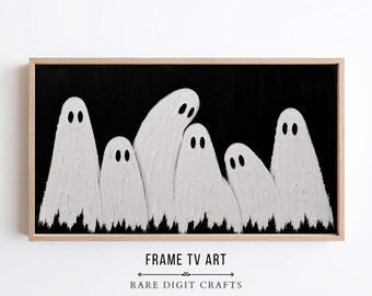 Cute Ghost Group Halloween Frame TV Art, Spooky Minimalist Wall Decor (Digital Download) 428