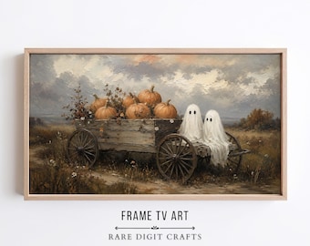 Cute Ghost Pumpkin Wagon Samsung Frame TV Art (Digital Download) 377