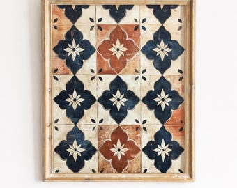 Moroccan Tile Pattern Print, Geometric Tapestry Printable Wall Art (Digital Download) 344