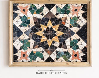Moroccan Mosaic Star Pattern, Boho Geometric Printable Wall Art (Digital Download) 375
