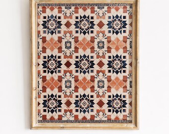 Moroccan Geometric Tapestry Print, Boho Kilim Wall Art (Digital Download) 353