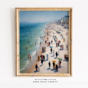 Vintage Summer Seaside Promenade Impressionist Painting, Coastal Beach Art (Digital Download) 17