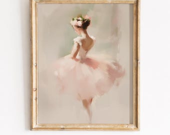 Graceful Ballerina in Pink Tutu Watercolor Art, Romantic Dance Decor (Digital Download) 1