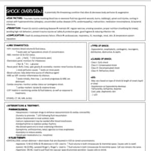 Shock Overview Study Guide