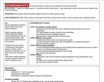 Hypersensitivity & Blood transfusion Study Guide
