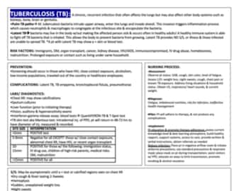 Tuberculosis Study Sheet