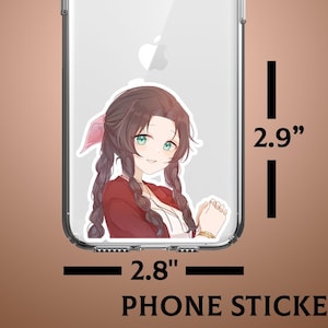 Aerith Final Fantasy 7 Kawaii Die-Cut Sticker 3" | FF7 FFVII Gamer Aufkleber