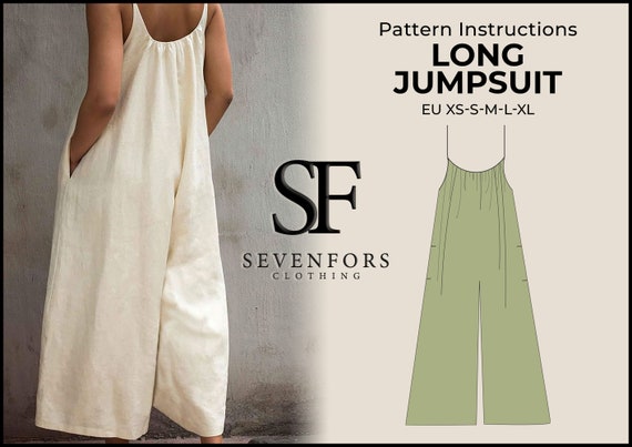 Long Jumpsuit Sewing Pattern, Oversize Jumpsuit, Dungaree Pattern