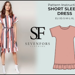 Short Sleeve Dress Sewing Pattern, Dress Pattern, Women's Clothing Pattern, Women's Summer Dress PDF, Summer Dress Instant Download PDF