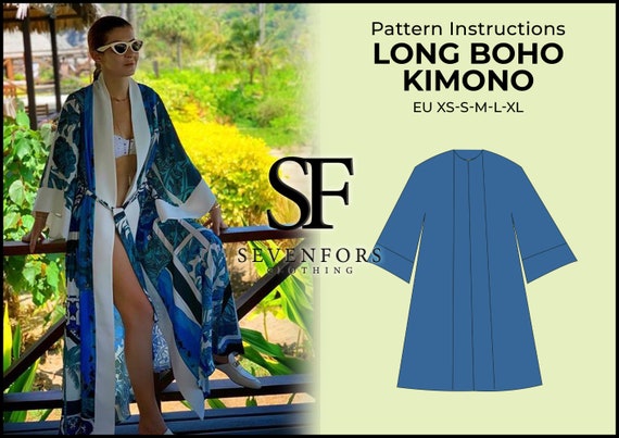 Long Boho Kimono Sewing Pattern Boho Kimono Shirt Oversized - Etsy
