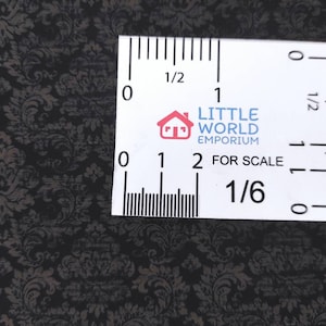 Dolls house wallpaper old worn dark damask many scales!A3! A2!