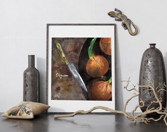 Seasonal Fruits and Vegetables Illustration, Wall Art, Culinary Illustration, Decoration, Digital Download