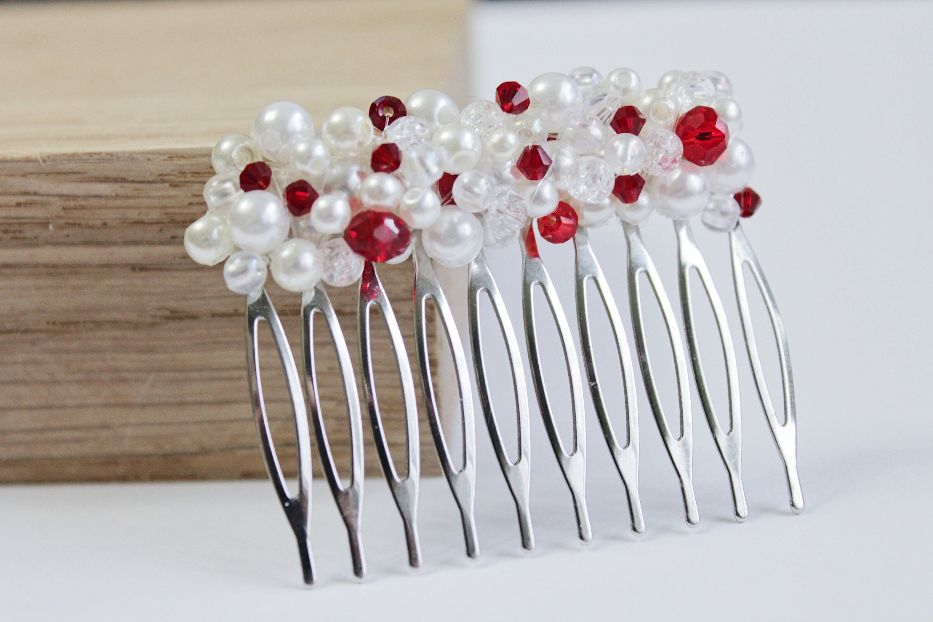 White Red Hair Comb Hair Pin Bridesmaid Comb Wedding Wedding Hair
