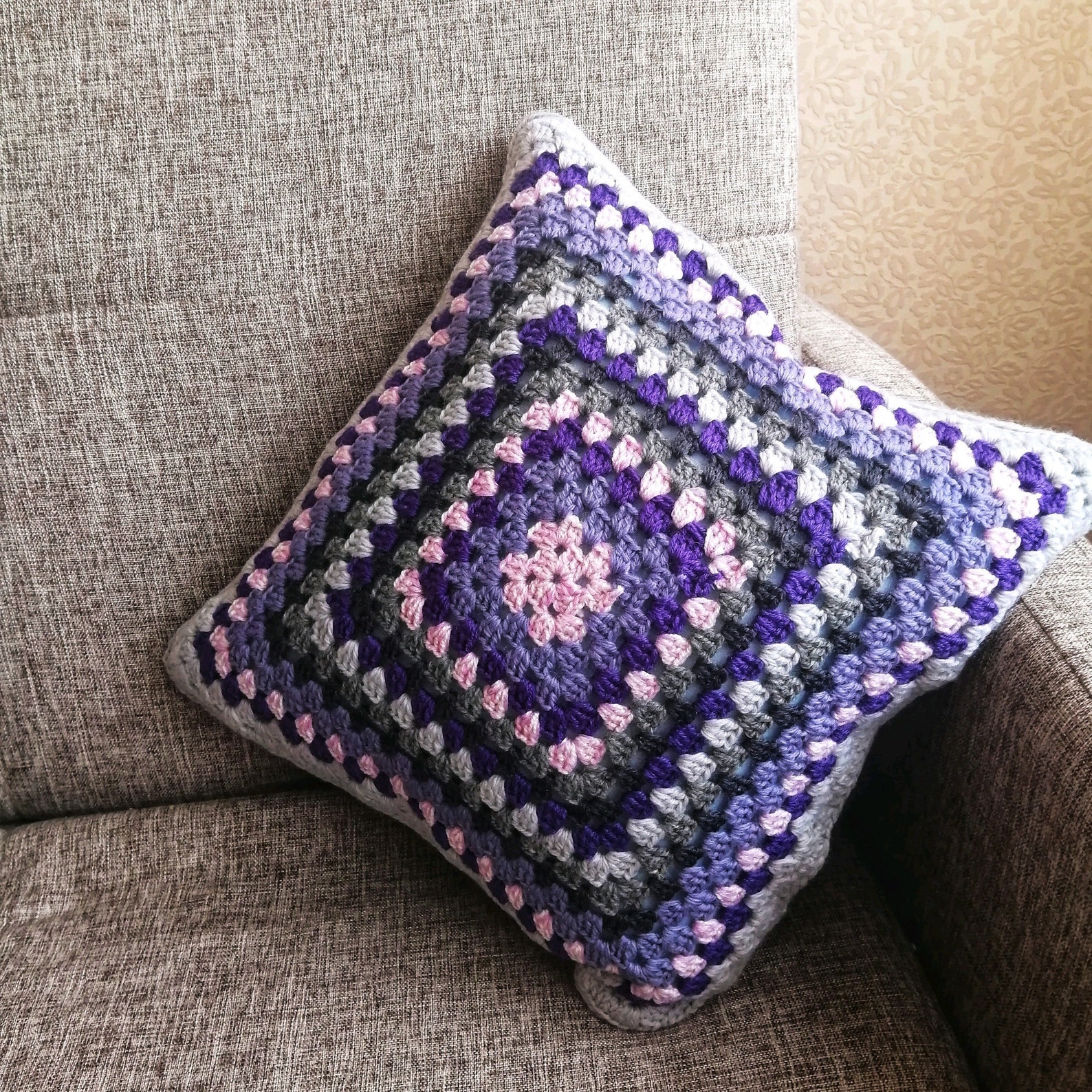 Crochet pillow Crochet granny square patterns Pillow Etsy