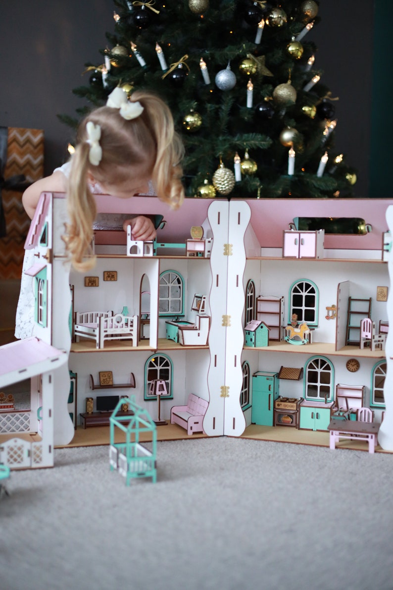 Wooden Dollhouse Plywood Barbie Model Kit for Small Dolls - Etsy