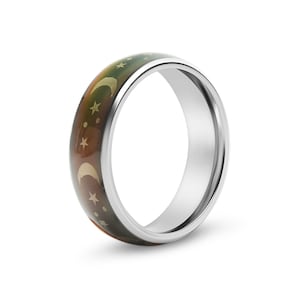 Moon & Stars Mood Ring Band | Stainless Steel Mood Ring