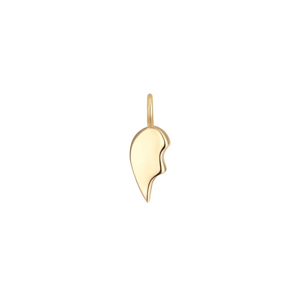 14K Solid Gold Tiny (Left) Half Heart Charm | Dainty Gold Charms | Wholesale Permanent Jewelry Charms | PMJ1008