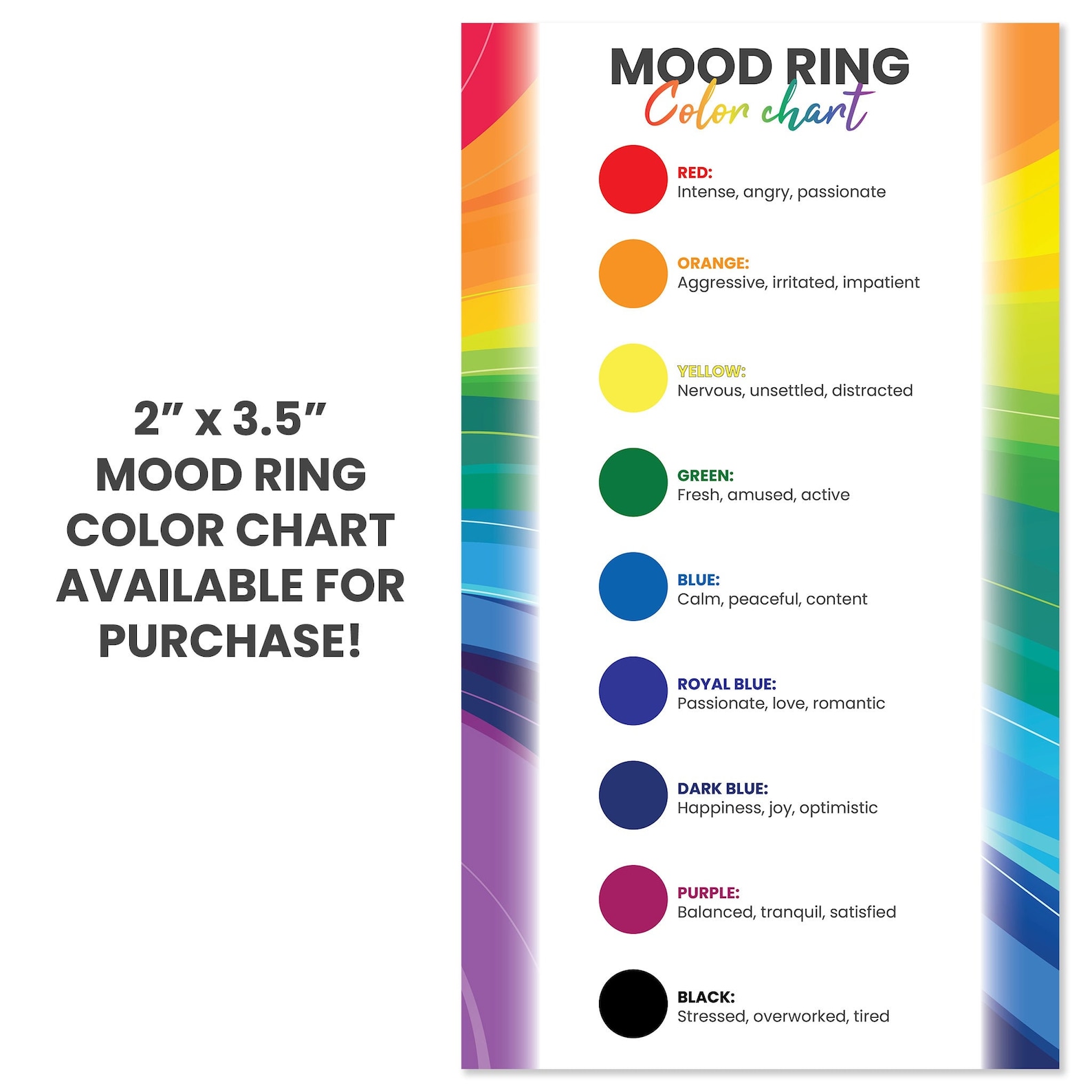 Mood Ring Color Chart - Etsy