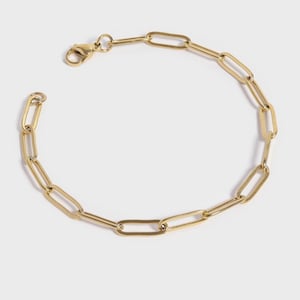 Stainless Steel Paperclip Chain Bracelet | Gold Bracelets for Layering | Minimalist Paperclip Chain Necklaces for Women
