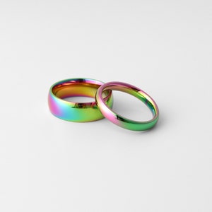 Rainbow Stainless Steel Blank Ring | Rainbow Ring, Pride Ring, Multicolor Ring