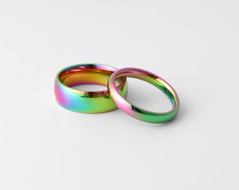 Rainbow Stainless Steel Blank Ring | Rainbow Ring, Pride Ring, Multicolor Ring