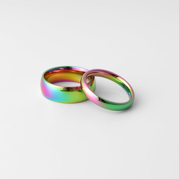Rainbow Stainless Steel Blank Ring | Rainbow Ring, Pride Ring, Multicolor Ring