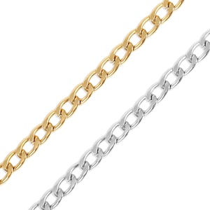18K Gold Stainless Steel Curb Chain By The Foot | Stainless Steel Permanent Jewelry Chain | Wholesale Bulk Chains for Jewelry Making