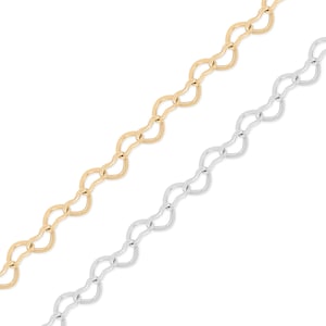 18K Gold Stainless Steel Heart Chain By The Foot, Jewelry Making Chain, Unfinished Chain, Wholesale Permanent Jewelry Supplies