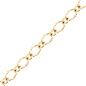 Stainless Steel Gold Hammered Oval Chain By The Foot | Non-Tarnish Permanent Jewelry Chain | Wholesale Bulk Chains for Jewelry Making