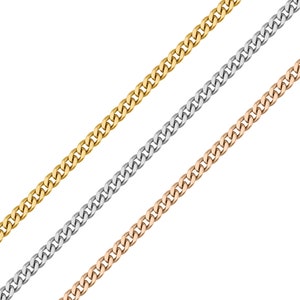 2mm Stainless Steel Curb Chain By The Foot | Non-Tarnish Permanent Jewelry Chains | Wholesale Bulk Chains for Jewelry Making