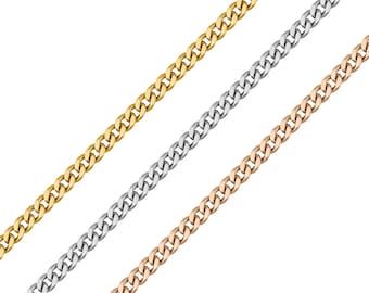 2 mm Panzerkette am Fuß - Langlebige DIY Schmuckkette, 18K Gold PVD Edelstahl und Edelstahl, Großhandel für Ketten
