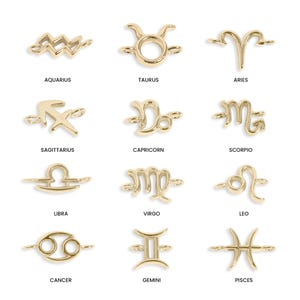 Sternzeichen Verbinder Charm für Dauerschmuck, 14K vergoldetes Sterling Silber, Astrologie, personalisierter Charm, Dauerschmuck Charm Versorgung