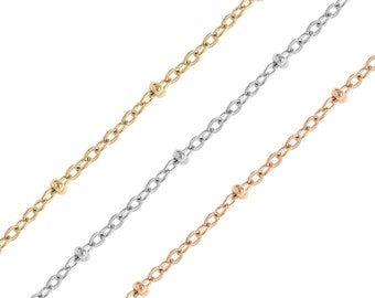 2.5mm Stainless Steel Beaded Satellite Chain – Durable Non-Tarnish Chain, DIY Jewelry Supply, Wholesale by the Foot