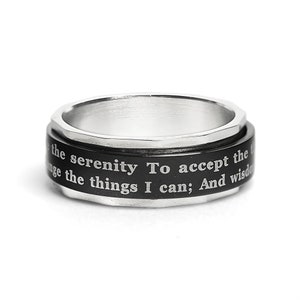 Highly Polished Stainless steel Serenity Prayer Spinner Center Ring