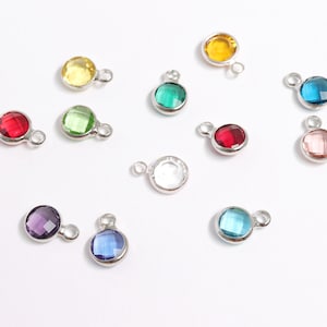 Birthstone Charms | Non-Tarnish Birthstone Charms for Jewelry Making | Round CZ Gemstone Charms for Necklaces & Bracelets