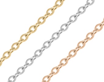 2,5 mm Oval Loop-Kette Beim Fuß – Dauerschmuck Klassisch, 18K Gold PVD Edelstahl, Großverkauf-Bulk-Kette