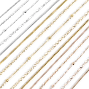 Permanent Jewelry Chain Pack - 5 Best Selling Non-Tarnish Chain Set | Bulk Chain for Jewelry Making | Box, Cable, Curb, Loop, Satellite