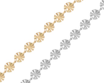 Gold Sunburst Kette beim Fuß - Vielseitiger DIY Schmuck für Maker, 18K Gold PVD und Edelstahl, Großhandelskette