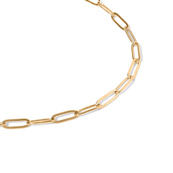 18K Gold Paperclip Chain Necklace | Non-Tarnish Gold Necklaces for Layering | Minimalist Paperclip Chain Necklaces for Women