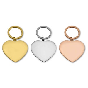 Engravable Heart Keychain | Stainless Steel Heart Keychains | Silver, Gold, Rose Gold, Heart Keychains