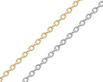 18K Gold PVD Edelstahl gewellte ovale Kette - DIY-Schmuck, Großhandelskette am Fuß
