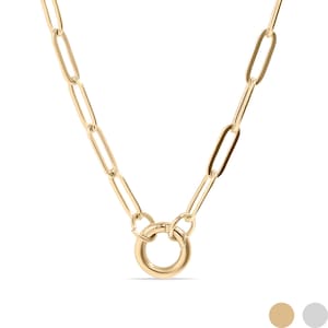 Wholesale Stainless Steel Paperclip Charm Keeper Necklace