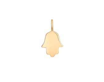 14K Solid Gold Tiny Hamsa Hand Charm | Dainty Gold Charms | Wholesale Permanent Jewelry Charms |PMJ1015